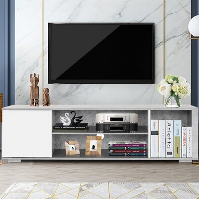 Wrought Studio Tv Stand Entertainment Media Center Console Shelf Cabinet Hold Up To 60'' Tv Gray - Image 0