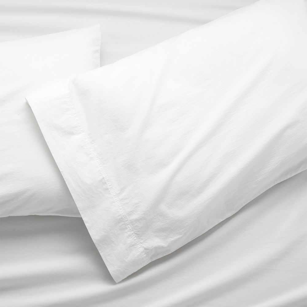 Favorite Washed Organic Cotton White King Pillowcases, Set of 2 - Image 0