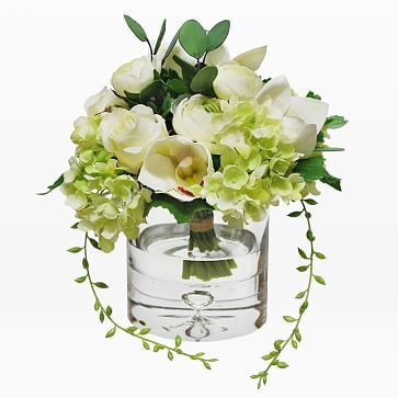 Mixed Flower Bouquet in Vase, White - Image 0