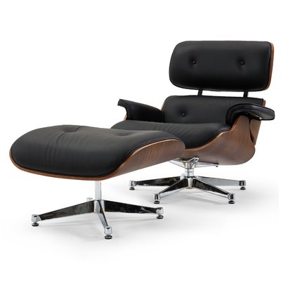 Leather Lounge Chair and Ottoman - Image 0