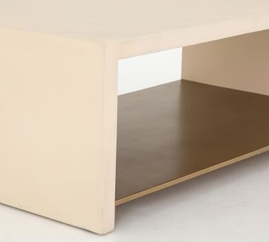 Concrete Coffee Table, White/Antique Brass, 48"L - Image 3