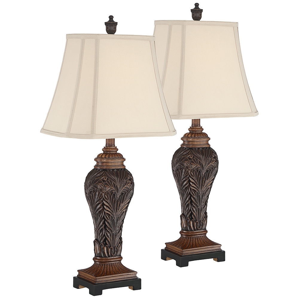 Leafwork Bronze Vase Table Lamps Set of 2 - Style # 63N52 - Image 0