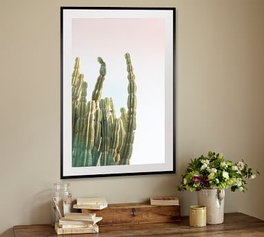 Bright Cactus Framed Print by Jane Wilder, 28 x 42", Ridged Distressed Frame, Espresso, Mat - Image 3