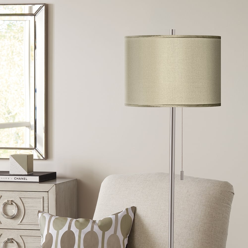 Possini Euro 62" Sesame Shade Brushed Nickel Pull Chain Floor Lamp - Image 0