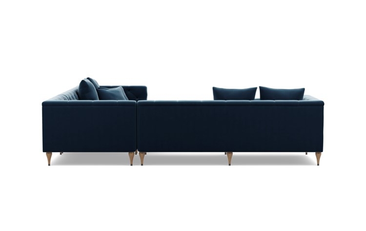 Ms. Chesterfield Corner Sectional with Blue Sapphire Fabric and Natural Oak with Antique Cap legs - Image 3