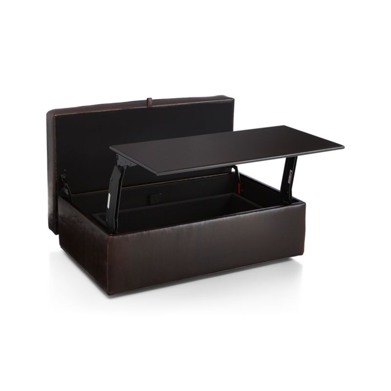 Axis Leather Storage Ottoman with Tray - Image 5