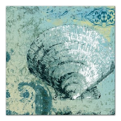 'Sea Green Clam Shell Coastal' Graphic Art Print on Wrapped Canvas - Image 0