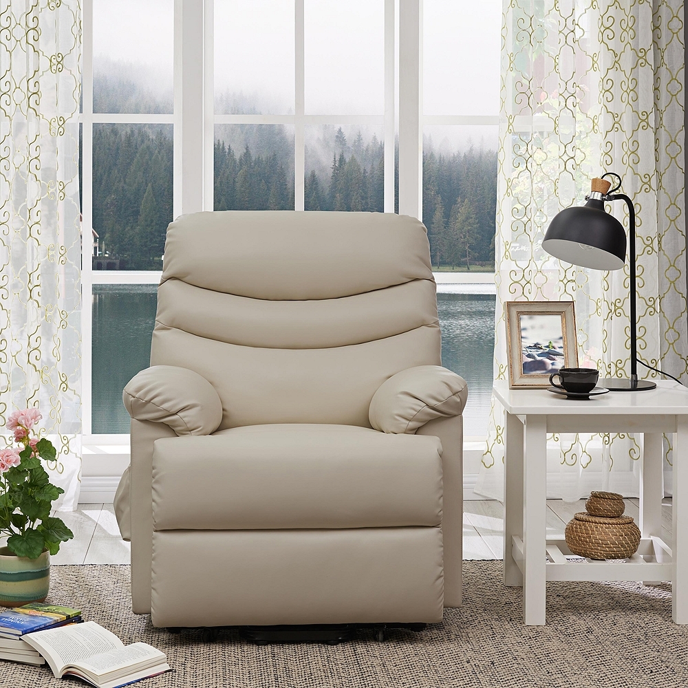 ProLounger Cream Renu Leather Power Lift Recliner Chair - Style # 70A28 - Image 0