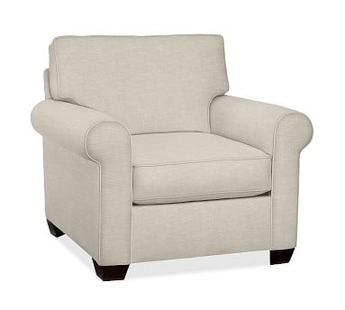Buchanan Roll Arm Upholstered Armchair, Polyester Wrapped Cushions, Textured Basketweave Flax - Image 2