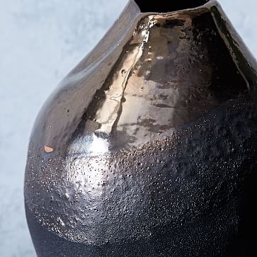 Black Metallic Vase, 10" - Image 2