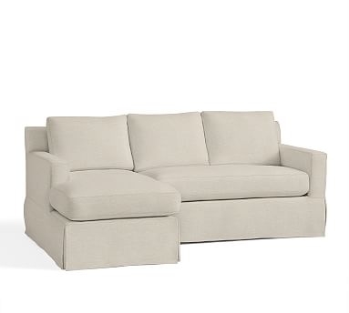 York Square Arm Slipcovered Right Arm Sofa with Chaise Sectional, Down Blend Wrapped Cushions, Textured Basketweave Flax - Image 2
