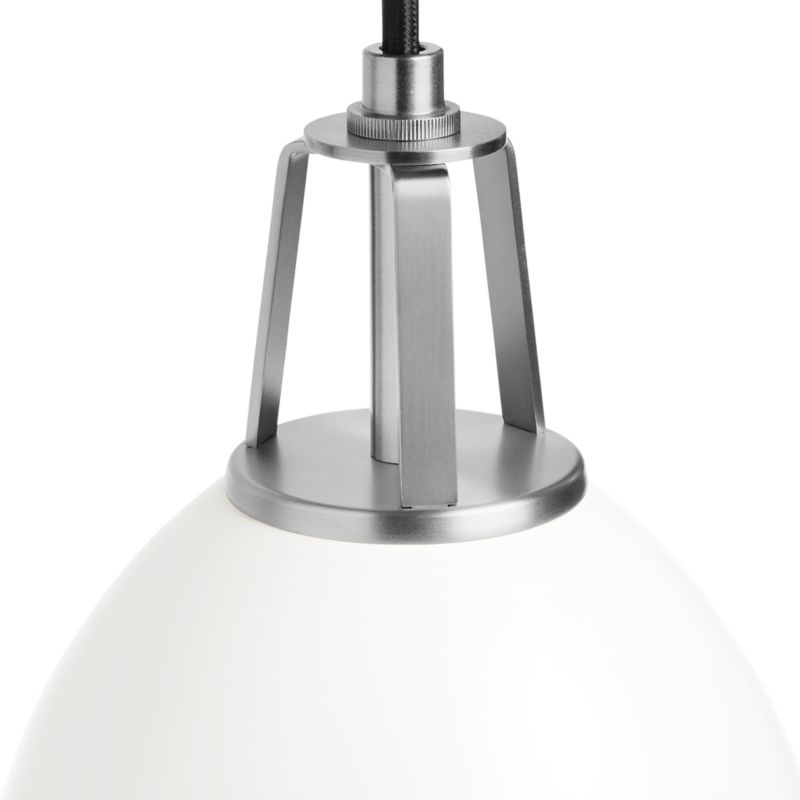 Maddox White Dome Pendant Large with Nickel Socket - Image 1