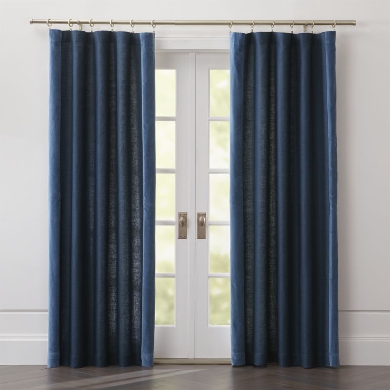 Ezria Blue Linen Curtain Panel 48"x96" - Image 1