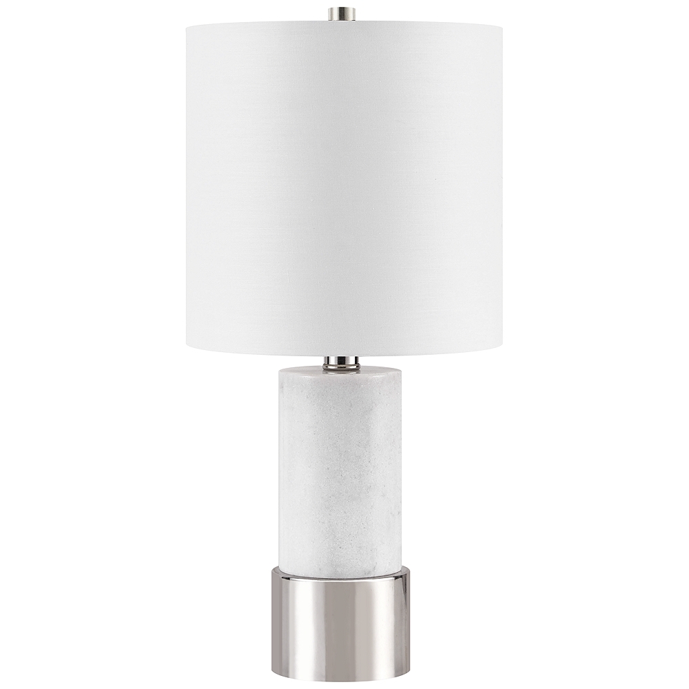 Paige White Marble w/ Polished Nickel Base Accent Table Lamp - Style # 62W00 - Image 0