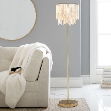 Capiz Strip Floor Lamp, Pearl/Gold - Image 1