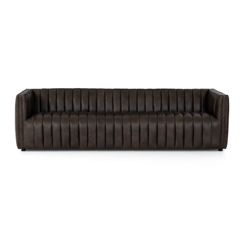 Cosima Leather Channel Tufted Sofa - Image 1