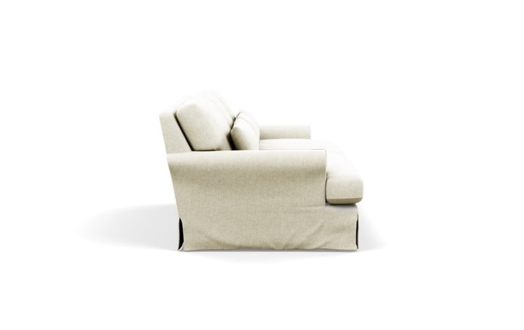 Maxwell Slipcovered Sofa with White Vanilla Fabric and Oiled Walnut with Brass Cap legs - Image 2