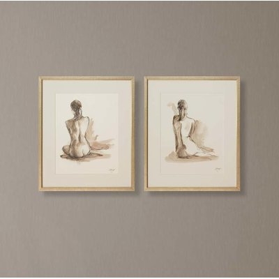 'Nude Sketches' 2 Piece Framed Drawing Print Set - Image 0