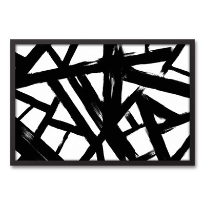 'Shattered Black and White Abstract' Framed Graphic Art Print on Polypropylene - Image 0