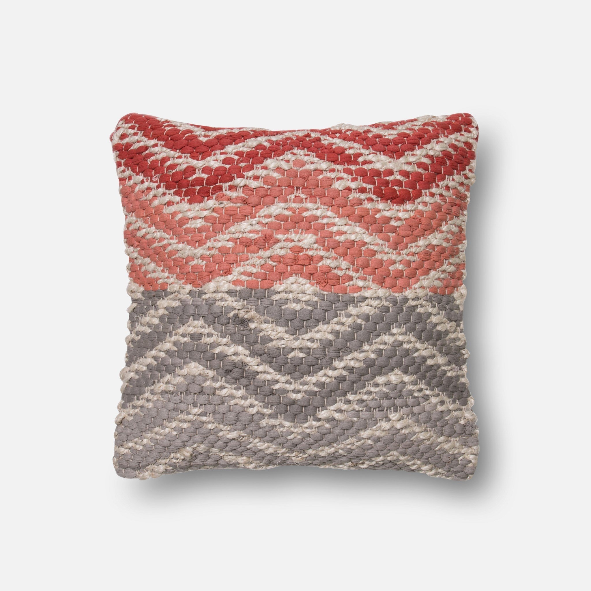 PILLOWS - CORAL / GREY - 18" X 18" Cover w/Down - Image 0