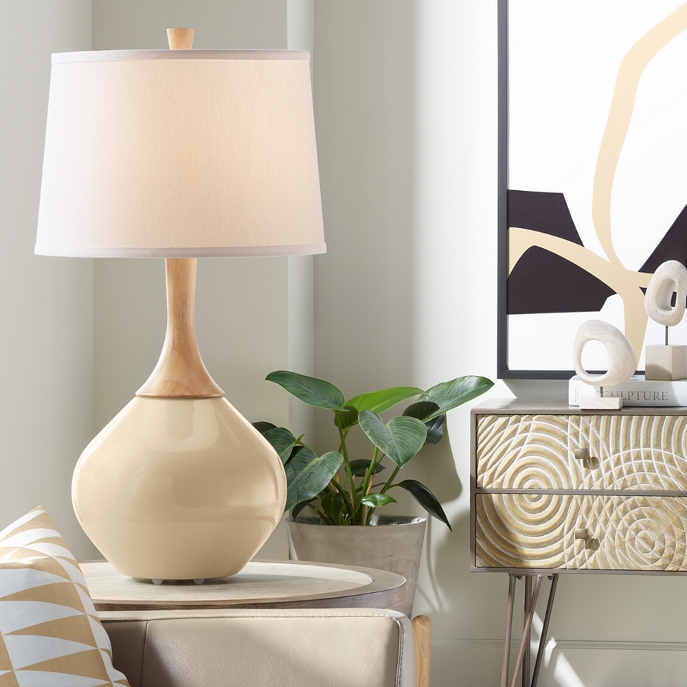 Color Plus Wexler 31" White Shade Colonial Tan Modern Table Lamp - Image 0