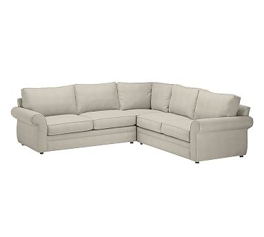 Pearce Roll Arm Upholstered 2-Piece L-Shaped Sectional, Down Blend Wrapped Cushions, Sunbrella(R) Performance Slub Tweed Pebble - Image 2