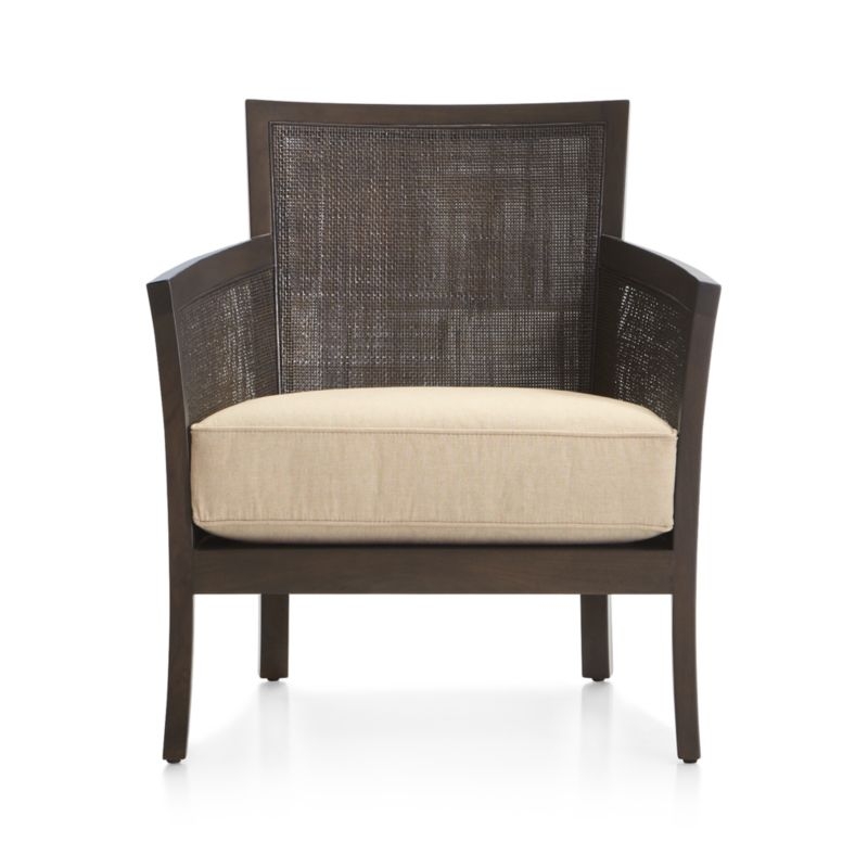 Blake Carbon Grey Rattan Chair with Fabric Cushion - Image 1