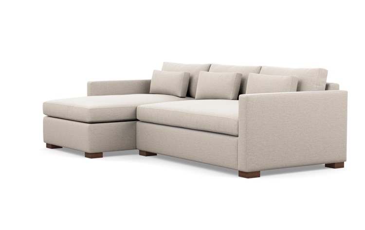 Charly Left Sectional with Beige Linen Fabric, extended chaise, and Oiled Walnut legs - Image 4