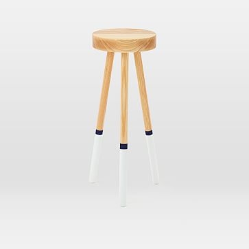 Solid Manufacturing Co. Drink Table, White Ash, White w Navy - Image 0