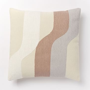 Corded Wavy Shapes Collage Pillow Cover, 18"x18", Dusty Blush - Image 0
