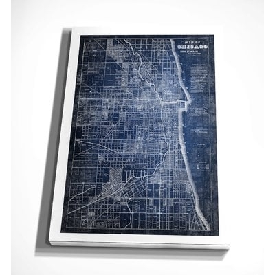 'Chicago Map Blue' Graphic Art Print on Wrapped Canvas - Image 0