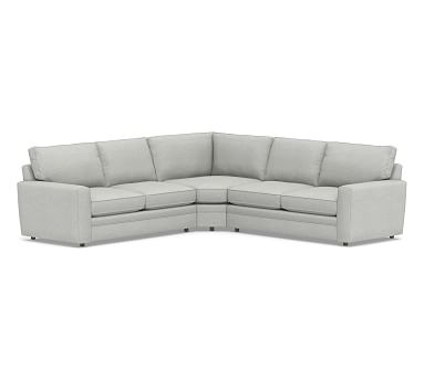 Pearce Square Arm Upholstered 3-Piece L-Shaped Wedge Sectional, Down Blend Wrapped Cushions, Basketweave Slub Ash - Image 0