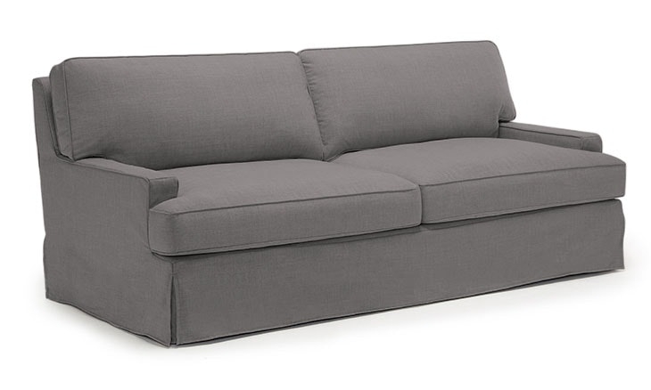Gray Presley Mid Century Modern Slipcover Sofa - Bentley Pewter - Mocha - Image 1