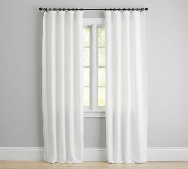 Classic Belgian Linen Curtain, White, Blackout, 50" x 96" - Image 1