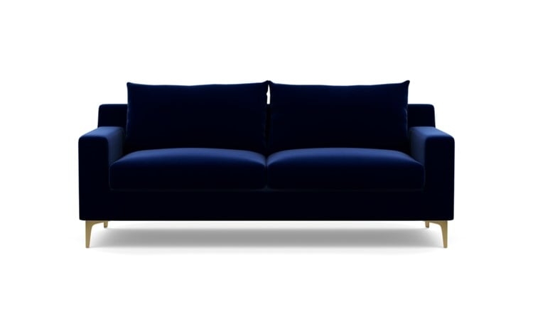 Sloan Sofa with Oxford Blue Fabric and Brass Plated legs - Image 0