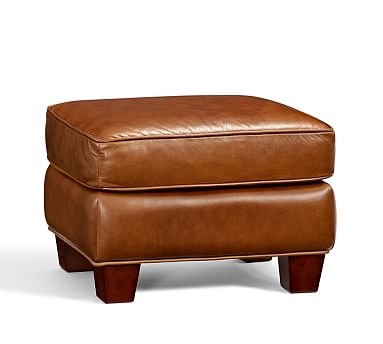 Irving Leather Storage Ottoman, Chestnut - Image 0