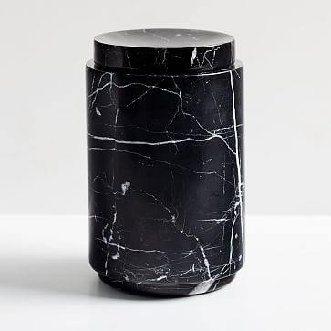 Black Marble Tall Canister, Black - Image 0