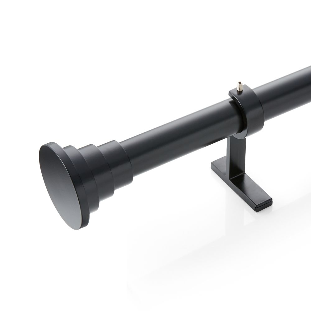 Tiered Matte Black Finial and 1" Curtain Rod Set 120"-170" - Image 0