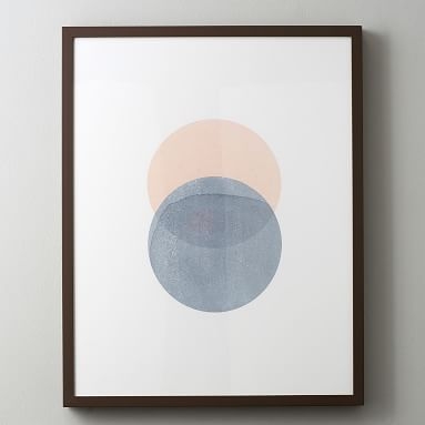 Blush and Gray Round Abstract Stones Framed Art, Natural Frame, 20"x25" - Image 5