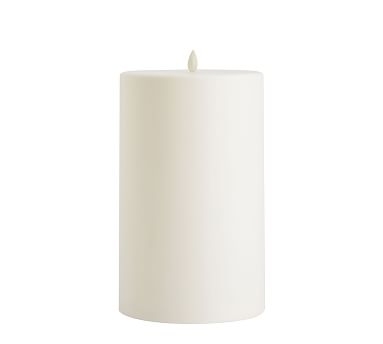 Premium Flickering Flameless Outdoor Wax Pillar Candle, 6"x10" - Ivory - Image 0