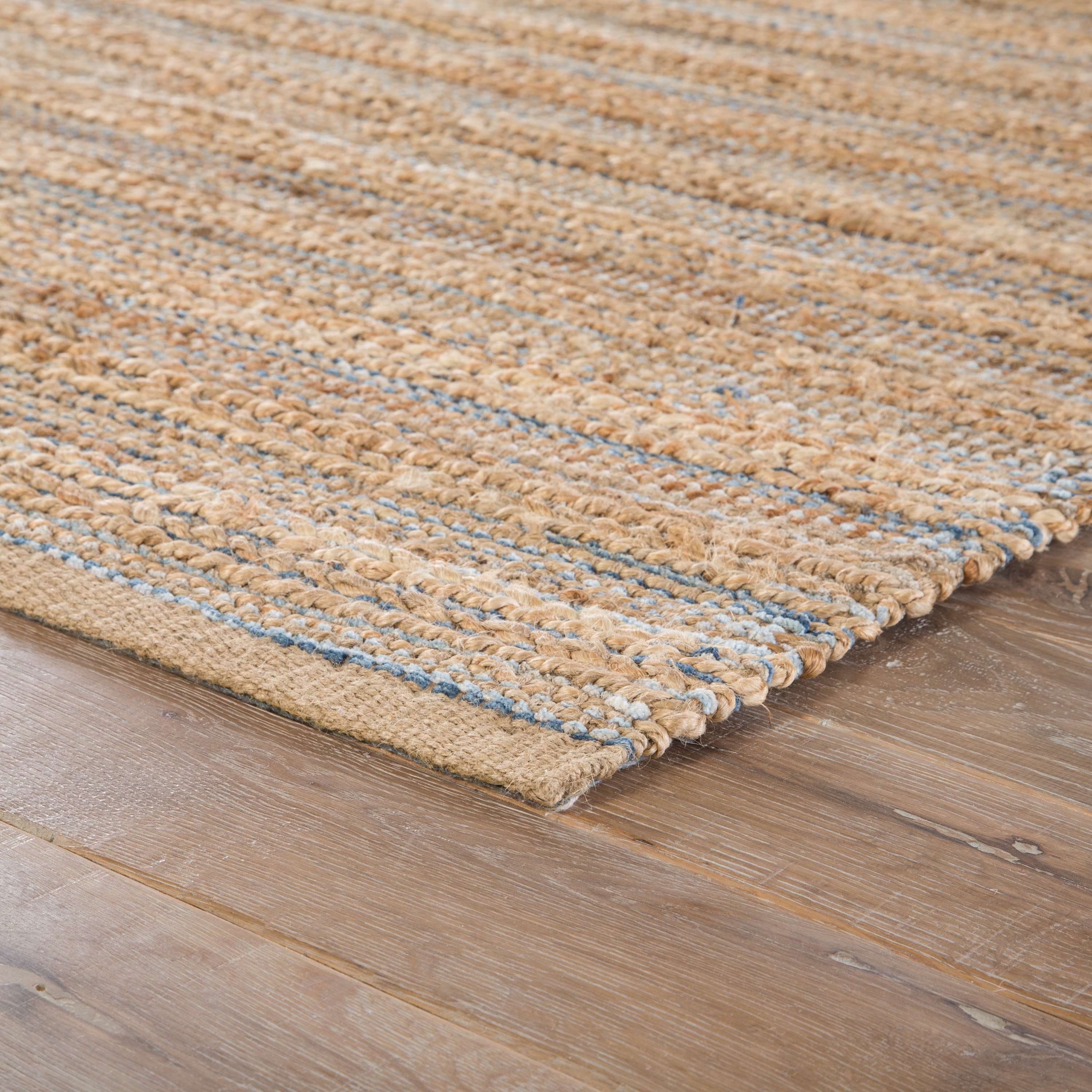 Canterbury Natural Solid Beige/ Blue Runner Rug (2'6" X 9') - Image 1