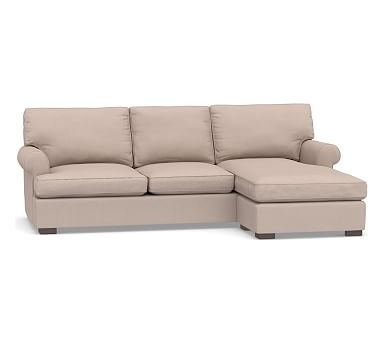 Townsend Roll Arm Upholstered Sofa with Reversible Storage Chaise Sectional, Polyester Wrapped Cushions, Performance Heathered Tweed Desert - Image 0