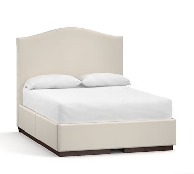 Raleigh Upholstered Curved Tall Storage Bed without Nailheads, Full, Twill Cream - Image 0