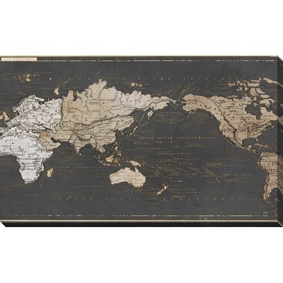 'World Map in Gold and Gray' Graphic Art Print - Image 0