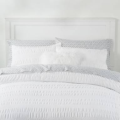 Textured Pongee Duvet Cover, Twin/Twin XL, White - Image 0