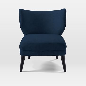 Retro Wing Chair, Performance Velvet, Ink Blue - Image 0