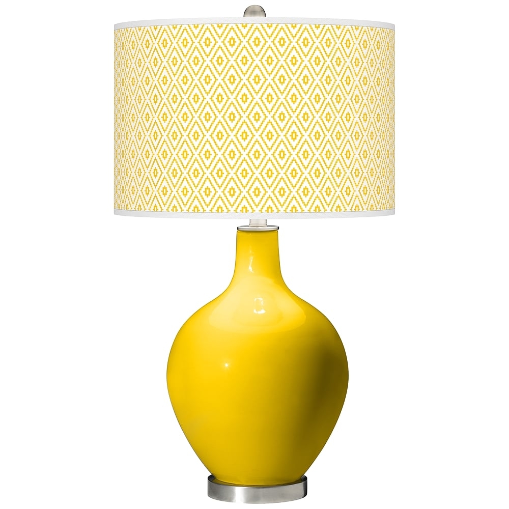 Color Plus Ovo 28 1/2" High Diamonds Shade Citrus Yellow Table Lamp - Image 0