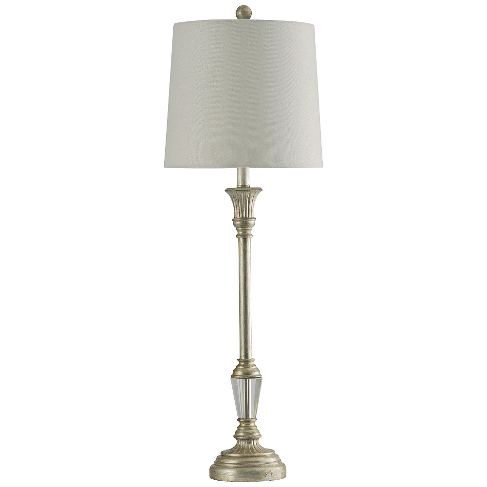 Arscene Silver Table Lamp with White Hardback Fabric Shade - Style # 60Y90 - Image 0