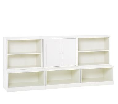 Cameron 1 Cabinet, 2 Bookcase Cubbies, & 3 Open Bases, Simply White, UPS - Image 0