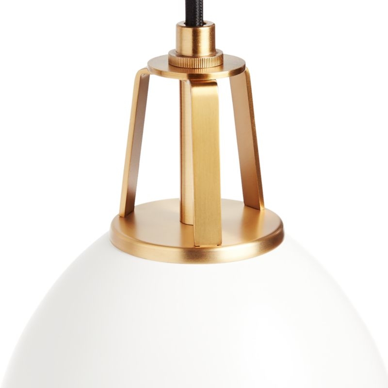 Maddox White Dome Small Pendant Light with Brass Socket - Image 1
